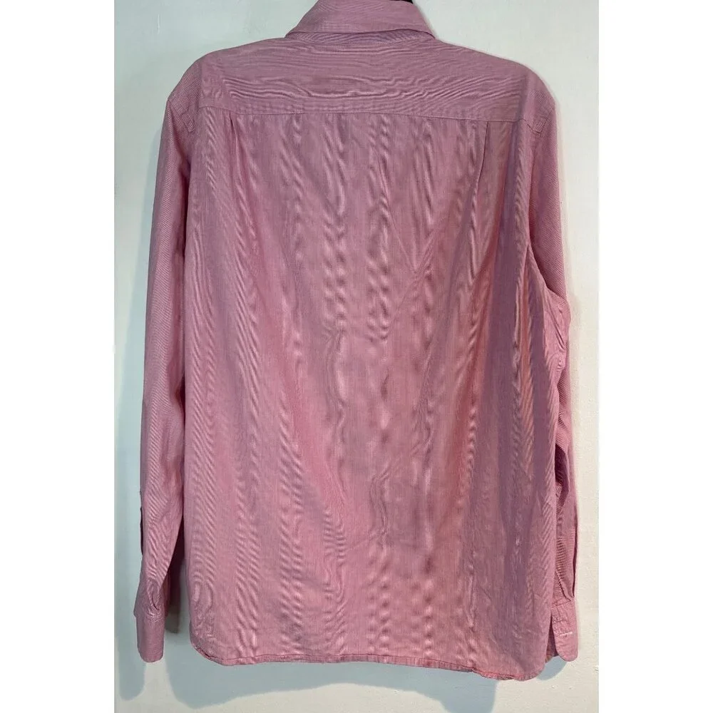 J.Crew Men's L Pink White Striped Tailored Fit Button-Down Shirt Y2K VTG Preppy
